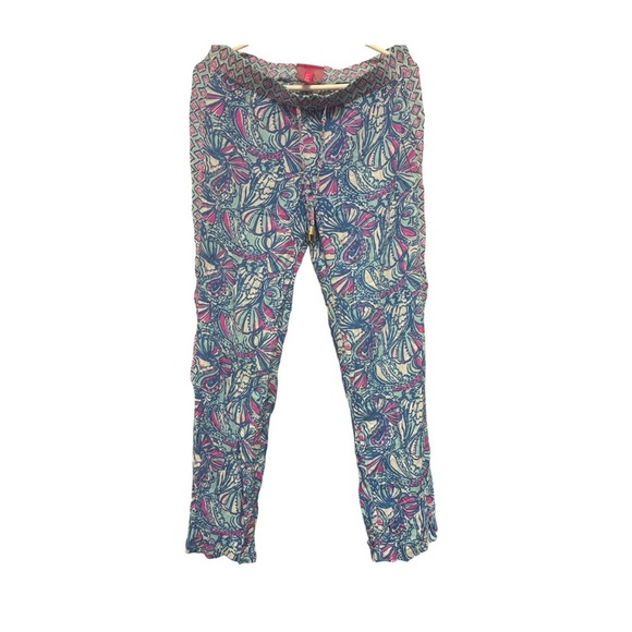 Lilly Pulitzer Pants - Lilly Pulitzer Girls Printed Leggings in Blue, Pink & Cream